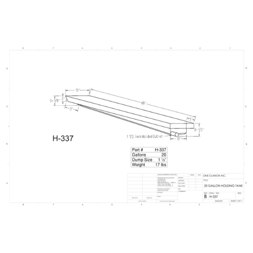 20 Gallon Custom Roto-Mold RV Holding Tank (MPN: H-337)