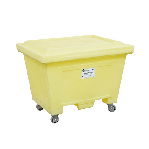 ENPAC Large Tote Bin with Lid and 4" Urethane Wheels, (MPN:1510-YE)