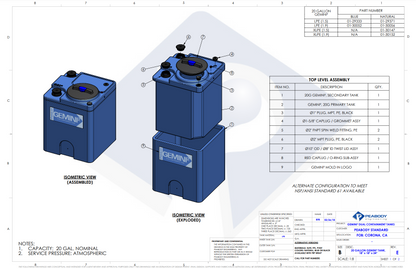 20 Gallon Peabody Engineering Gemini Square Dual Containment Tank 1.9 SG (MPN: 01-30052)