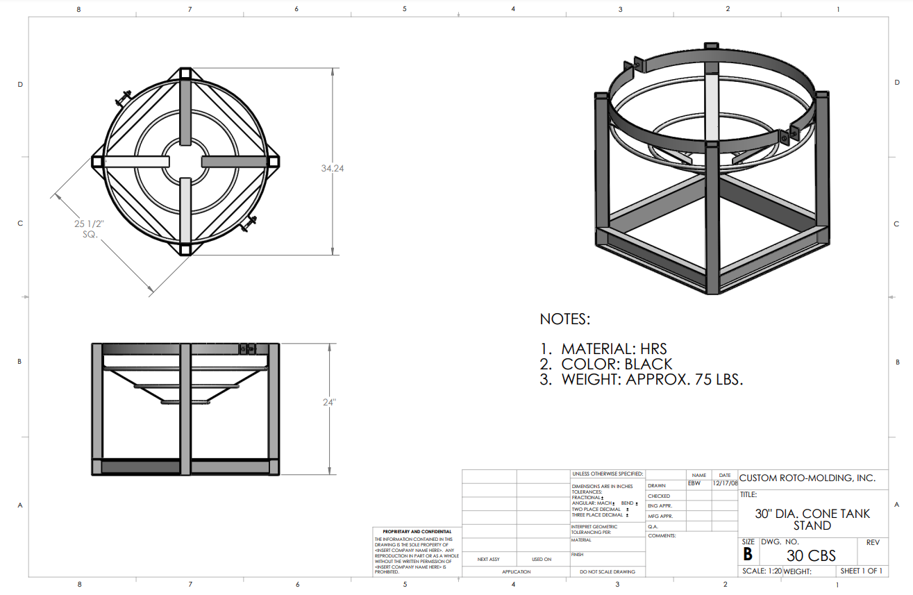 30 inch Diameter Custom Roto-Mold Cone Stand  (MPN 30 CBS)