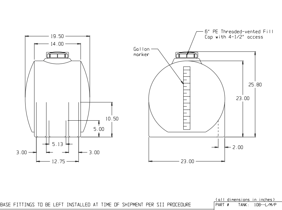 30 Gallon Custom Roto-Molding Plastic Horizontal Tank (MPN 30 HT)