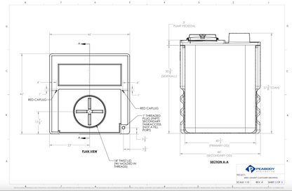 340 Gallon HDXLPE Peabody Engineering Gemini Square Dual Containment Ribbed Tank 1.9 SG (MPN: 01-35519)
