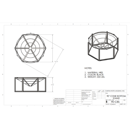 36 inch Custom Roto-Mold Cone Bottom Stand (MPN 36 CBS)