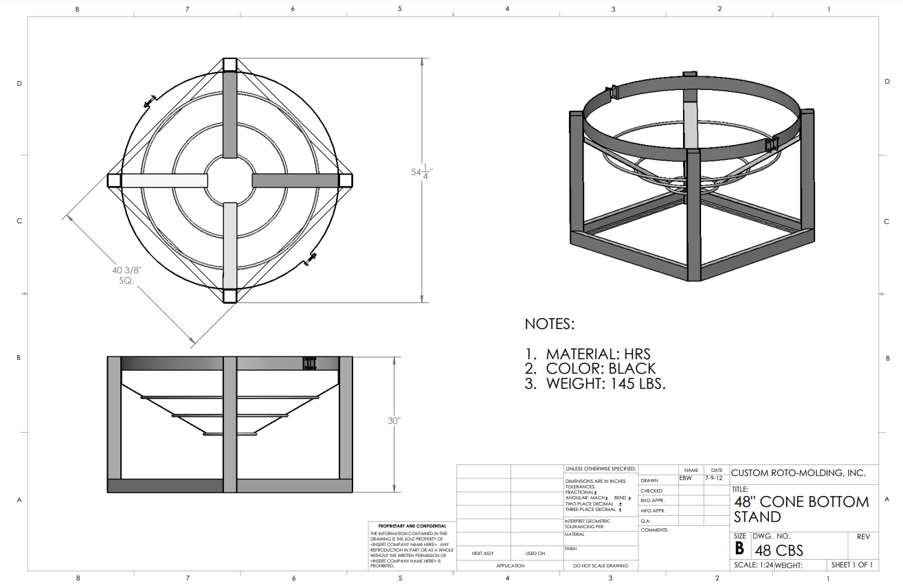 48 inch Diameter Custom Roto-Mold Cone Stand  (MPN 48 CBS)