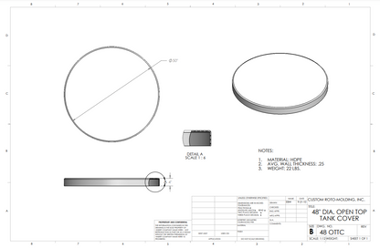 48 inch Custom Roto-Mold Open Top Tank Cover (MPN 48 OTTC)