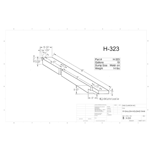 19 Gallon Custom Roto-Mold RV Holding Tank (MPN: H-323)