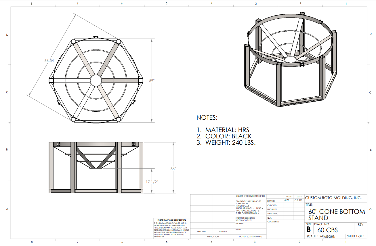 60 inch Diameter Custom Roto-Mold Cone Stand  (MPN 60 CBS)