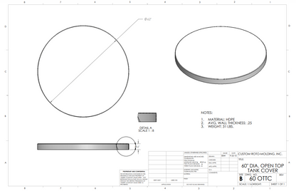 60 inch Custom Roto-Mold Open Top Tank Cover (MPN 60 OTTC)
