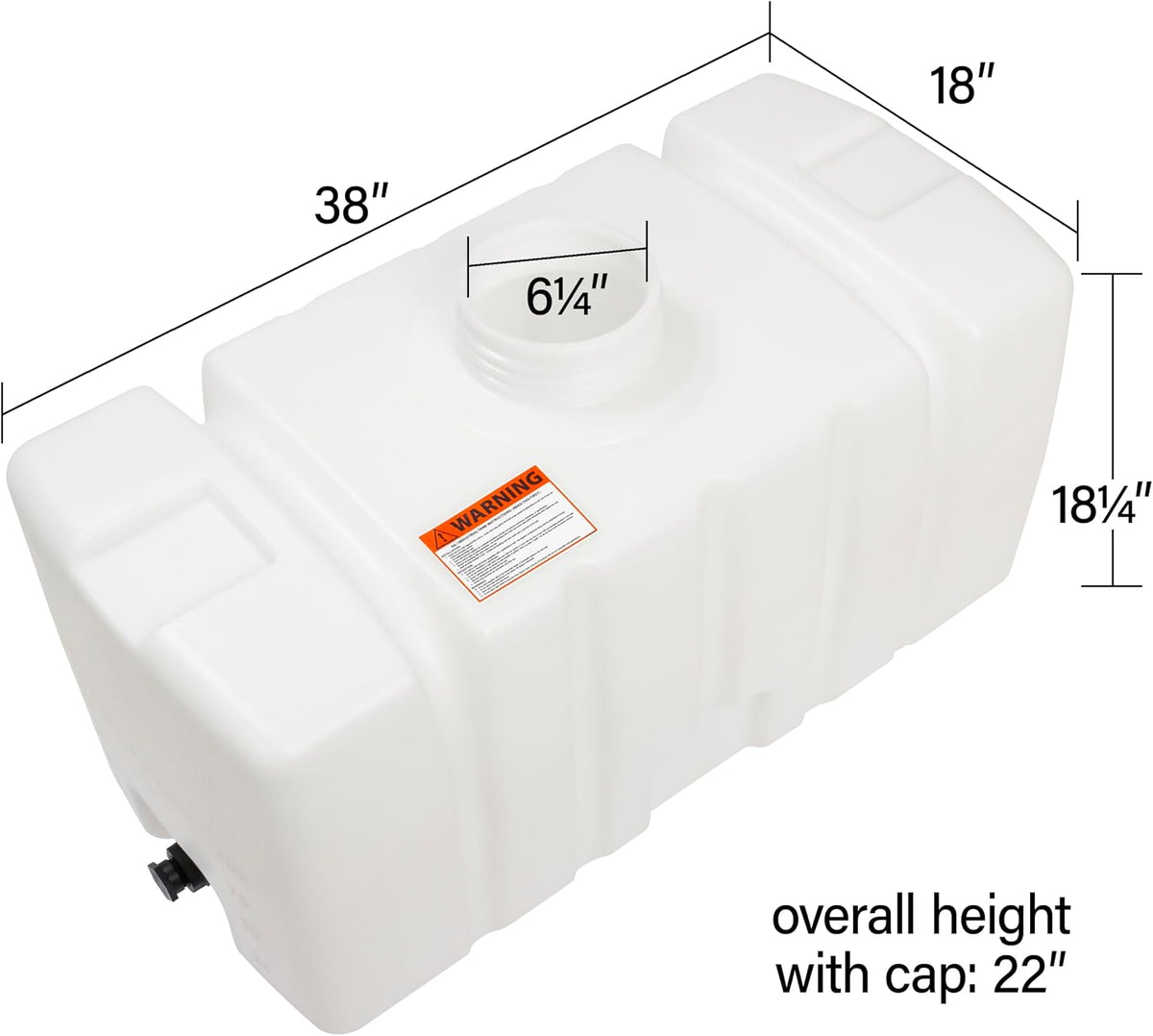 Elkhart Plastics 50 Gallon Flat Bottom Utility Storage Tank 1.7 SG (107049A03) - dimension drawing - Elkhart Plastics product line photo