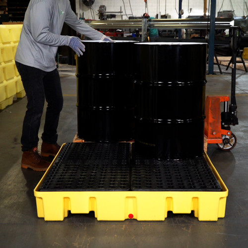 Enpac 4 Drum Slim-Line Poly Spill Pallet (MPN: 5400-YE)