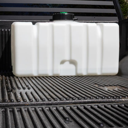 Elkhart Plastics 50 Gallon Flat Bottom Utility Storage Tank 1.7 SG (107049A03) - in a pickup truck bed - Elkhart Plastics product line photo