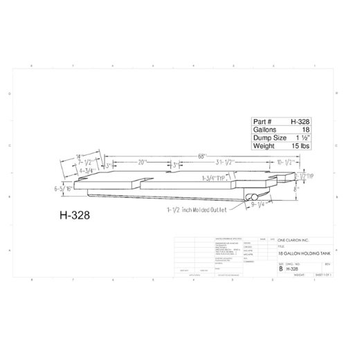 18 Gallon Custom Roto-Mold RV Holding Tank (MPN: H-328)