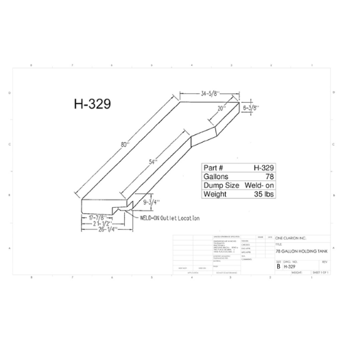 78 Gallon Custom Roto-Mold RV Holding Tank (MPN: H-329)