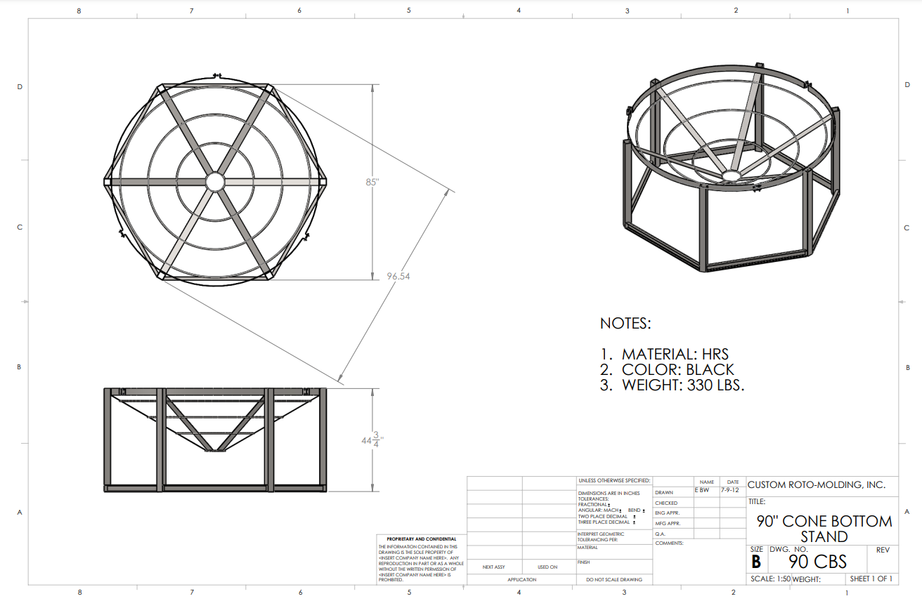 90 inch Diameter Custom Roto-Mold Cone Stand  (MPN 90 CBS)