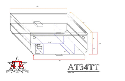ATTA 34 Gallon Short Bed Diesel Auxiliary Tank & Toolbox Combo-AT34TT-SB