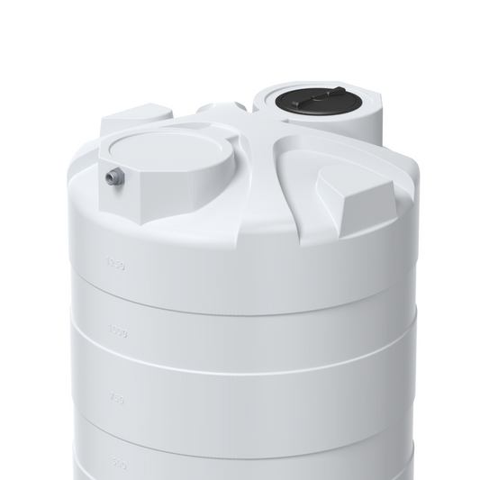 Elkhart Plastics 1500 Gallon Vertical Chemical Storage Tank 1.5 SG (107066A01) - natural tank, top and manway - Elkhart Plastics product line photo