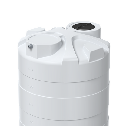 Elkhart Plastics 1000 Gallon Vertical Chemical Storage Tank 1.5 SG (107065A01) - natural tank, top and manway - Elkhart Plastics product line photo