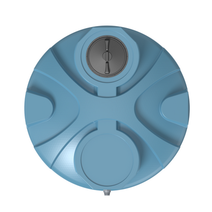Elkhart Plastics 1500 Gallon Vertical Chemical Storage Tank 1.9 SG (307066A01) - top view, light blue - Elkhart Plastics product line photo