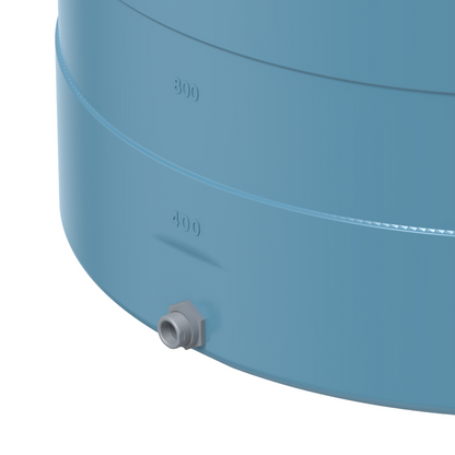 Elkhart Plastics 1000 Gallon Vertical Chemical Storage Tank 1.9 SG (307065A01) - bottom outlet fitting, light blue - Elkhart Plastics product line photo