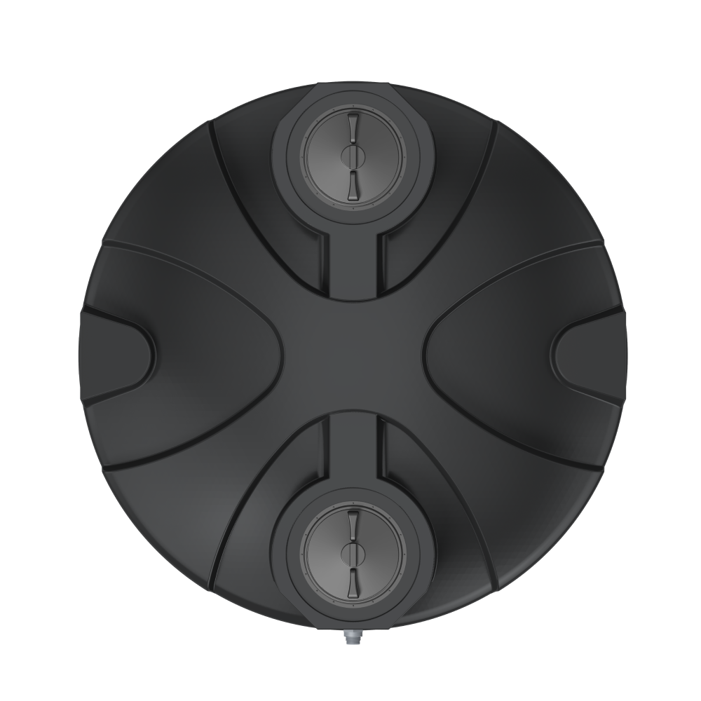 Elkhart Plastics 2500 Gallon Vertical Water Storage Tank 1.0 SG (307067A00) - top view, two manway lids - Elkhart Plastics product line photo