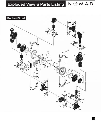 JDA Global NOMAD Pwr-Flo NPF50 2" Non-Metallic Rubber/TPE-Fitted Air-Operated Double Diaphragm Pump, Clamped - manufacturer spare parts drawing 1