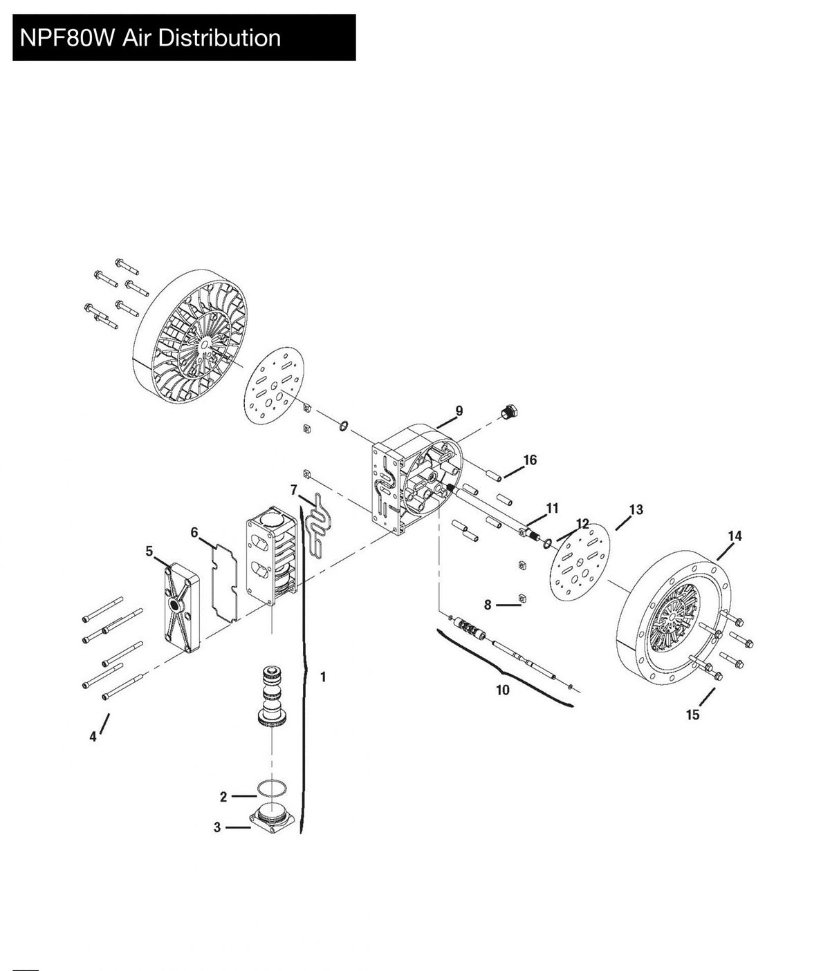 JDA Global NOMAD Pwr-Flo NPF80W 3" Non-Metallic Rubber/TPE-Fitted Air-Operated Double Diaphragm Pump, Bolted - manufacturer spare parts drawing 1