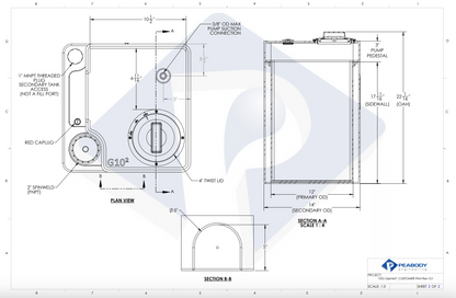 10 Gallon Peabody Engineering Gemini Square Dual Containment Tank 1.9 SG (MPN: 01-30044)