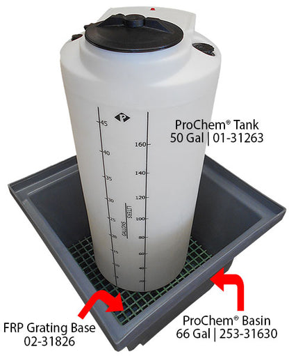 Peabody Engineering ProChem 66 gallon basin with FRP grating base