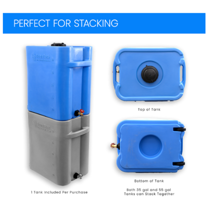 RomoTech 35 Gallon Stackable Potable Water Storage Tank – Aqua Blue – 82129393