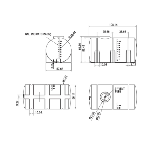 1065 Gallon RomoTech White Horizontal Leg Tank (MPN: 82129109)