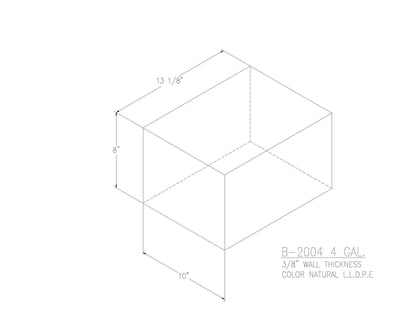 Trionic B-2004 4 gallon blank water/holding tank drawing, 13.125 x 10 x 8 in