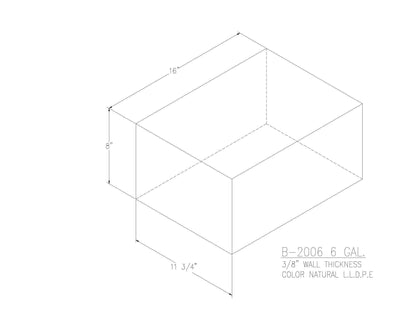 Trionic B-2006 6 gallon blank water/holding tank drawing, 16 x 11.75 x 8 in