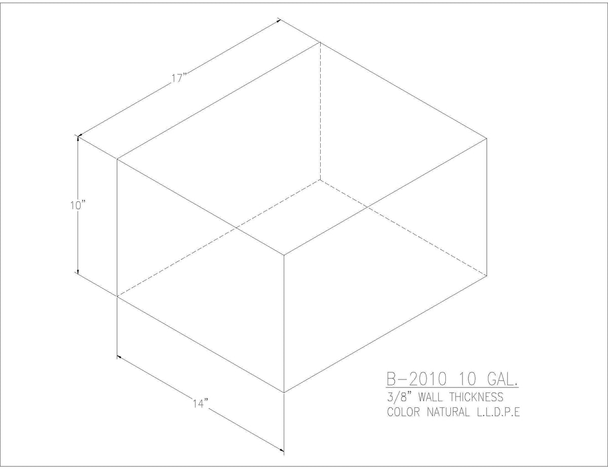 Trionic B-2010 10 gallon blank water/holding tank drawing, 17 x 14 x 10 in