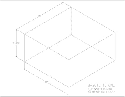 Trionic B-2015 15 gallon blank water/holding tank drawing, 19 x 18 x 9.75 in