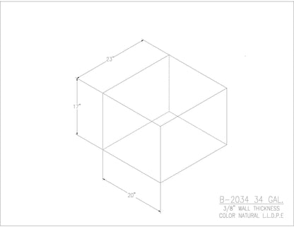 Trionic B-2034 34 gallon blank water/holding tank drawing, 23 x 20 x 17 in