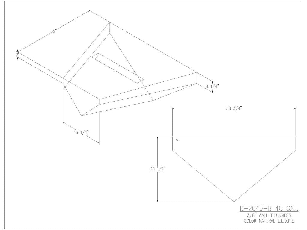 40 Gallon V-Shaped Boat Bow Water/Holding Tank - 2040-B - JMS