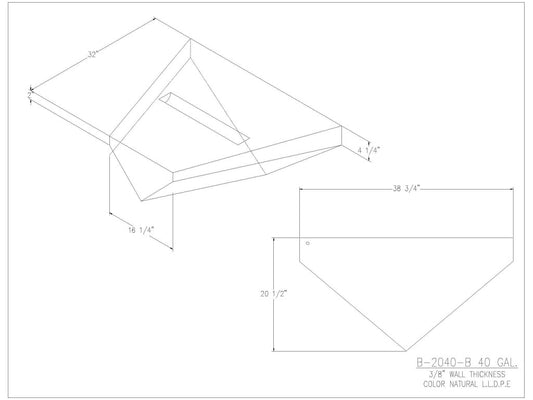 40 Gallon V-Shaped Boat Bow Water/Holding Tank - 2040-B - JMS