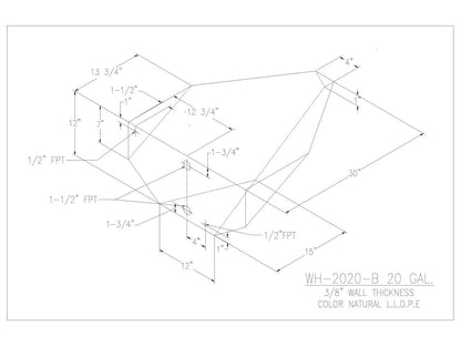 20 Gallon Boat Bow Water/Holding Tank - 2020-B - JMS
