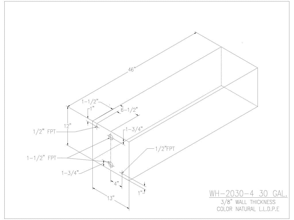 30 Gallon Water/Holding Tank - 2030-4 - JMS