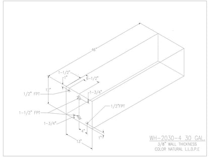 30 Gallon Water/Holding Tank - 2030-4 - JMS