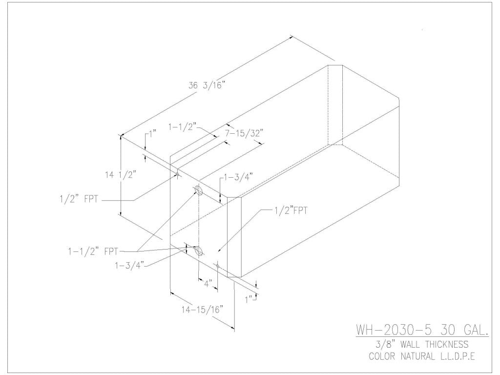30 Gallon Water/Holding Tank - 2030-5 - JMS