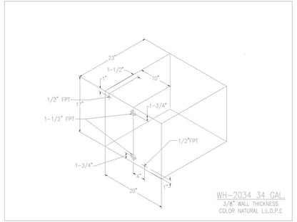 34 Gallon Water/Holding Tank - 2034 - JMS