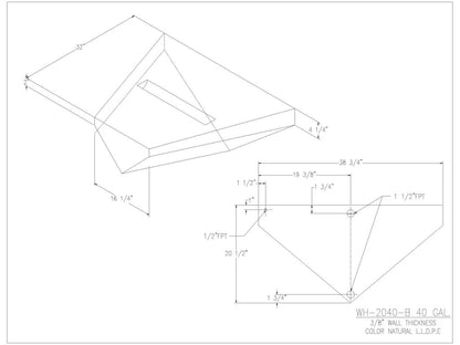 40 Gallon V-Shaped Boat Bow Water/Holding Tank - 2040-B - JMS
