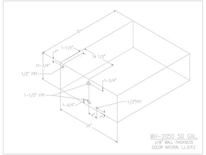 50 Gallon Water/Holding Tank - 2050 - JMS