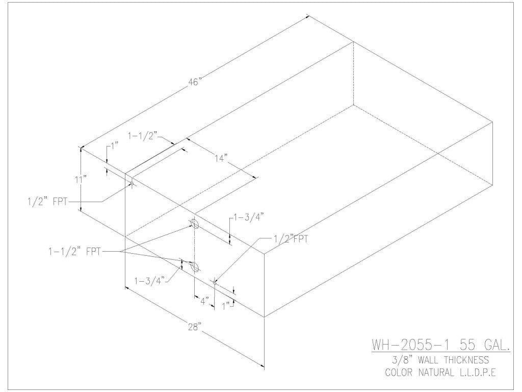 55 Gallon Water/Holding Tank - 2055-1 - JMS