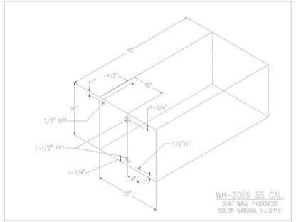 55 Gallon Water/Holding Tank - 2055 - JMS