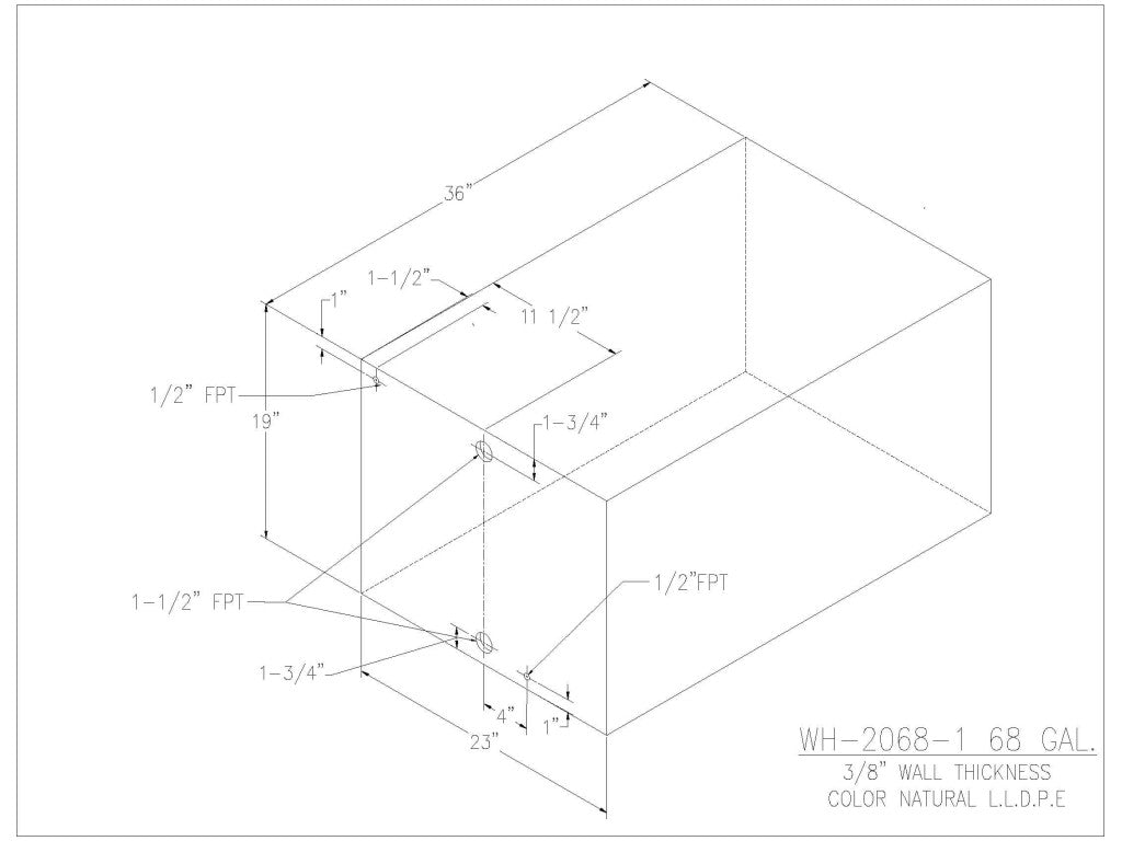68 Gallon Water/Holding Tank - 2068-1 - JMS