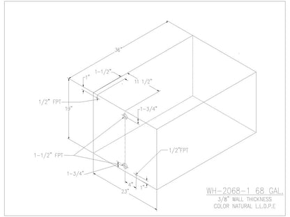 68 Gallon Water/Holding Tank - 2068-1 - JMS