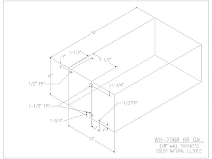 68 Gallon Water/Holding Tank - 2068 - JMS