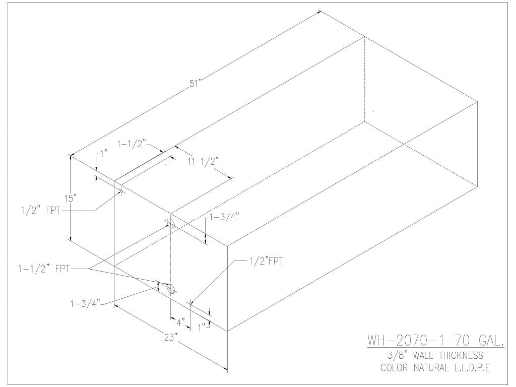 70 Gallon Water/Holding Tank - 2070-1 - JMS